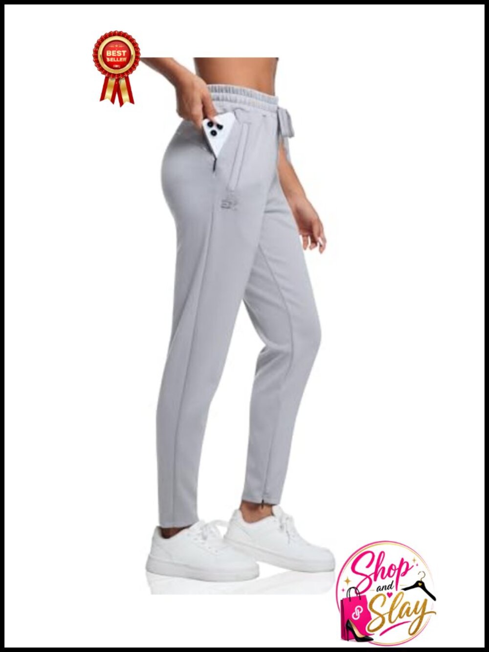 Tapered Golf Joggers Zip Pocket Casual Lounge Sweatpants